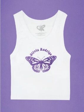 Olivia Rodrigo GUTS White Butterfly Tank Top